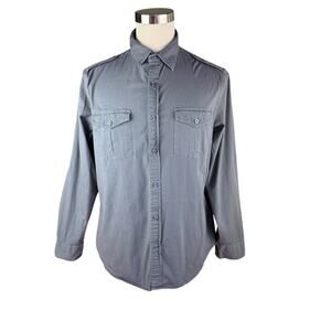 Helix XL Gray Utility Shirt Long Sleeve Button Up Tab Sleeve Cotton Blend Mens